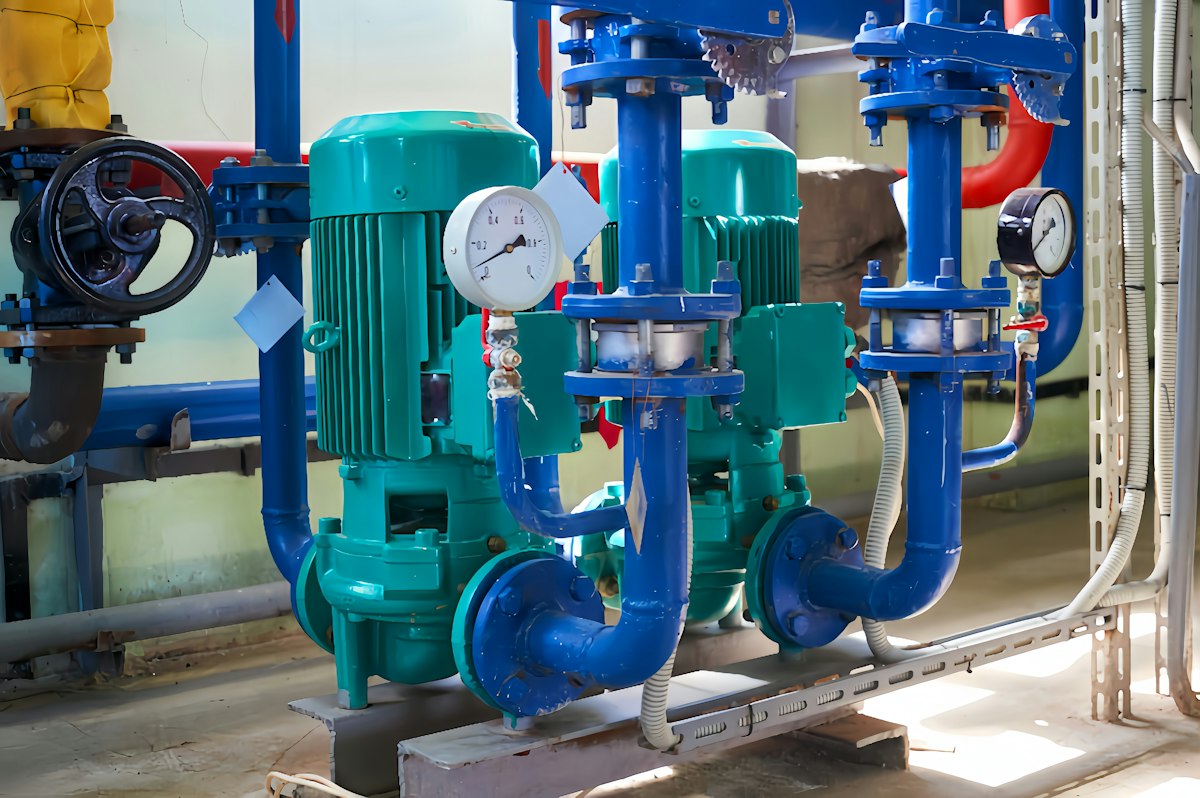 Industrial process pipework with valves and dosing infrastructure typical of a chemical-treated water system, Photo: IYYM / Unsplash